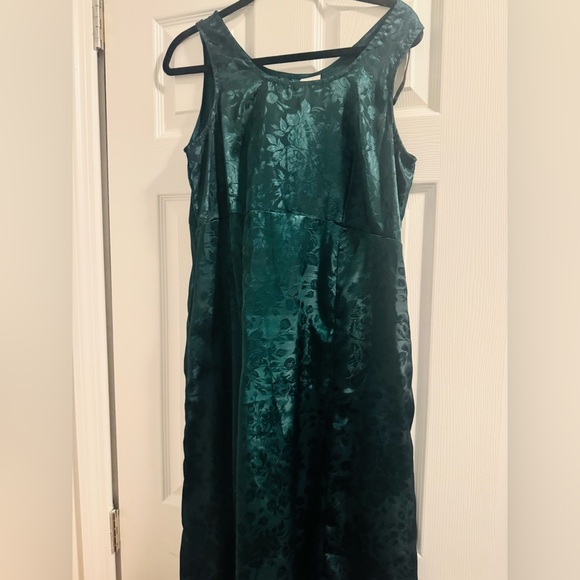 Dresses & Skirts - Vintage Jacquard Dark Green Dress Sleeveless 90s Empre Waist Regency Size 12